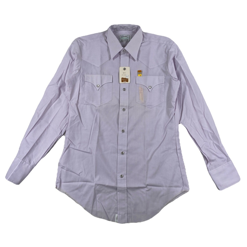 Vintage H Bar C Ranchwear Western Pearl Snap Shirt Men's 15 1/2 35 Purple NWT